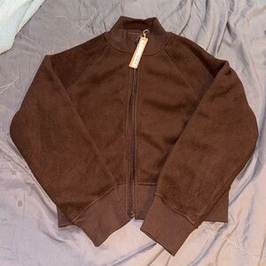 SKIMS FLEECE LOUNGE JACKET 'COCOA'